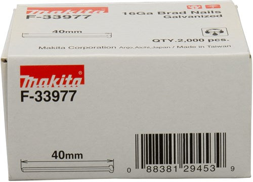Accessoires Makita longueur de brad 40mm version fil galvanisé épaisseur 1,61mm - f-33977