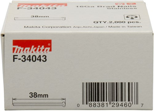 Accessoires Makita brad inox longueur 38mm version inox A2 épaisseur fil 1.61mm - f-34043