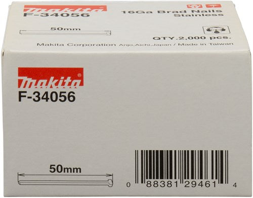 Accessoires Makita brad inox longueur 50mm version inox A2 épaisseur fil 1.61mm - f-34056
