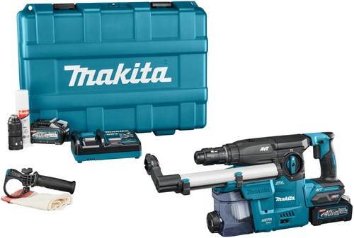 Marteau combiné à batterie Makita HR009GM202 | 40 V maximum | sds-plus | Batterie 2 x 4,0 Ah + chargeur rapide | dans un coffret en plastique - hr009gm202