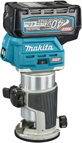 Makita rt001gm205 fraise de dessus et de bord | 40 V maximum | Batterie 2 x 4,0 Ah + chargeur rapide | y compris pieds divers | dans mbox rt001gm205