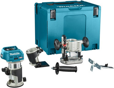 Makita rt001gz10 fraise supérieure et latérale | 40 V maximum | sans piles ni chargeur | y compris pieds divers | dans mbox-rt001gz10