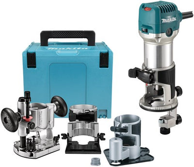 Makita rt0702cx3j | Fraise à chants 230 V | avec différents pieds | dans mbox-rt0702cx3j