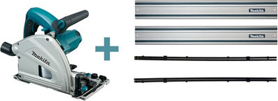 Scie plongeante Makita + scie + 2x rail de guidage 165mm 230v
