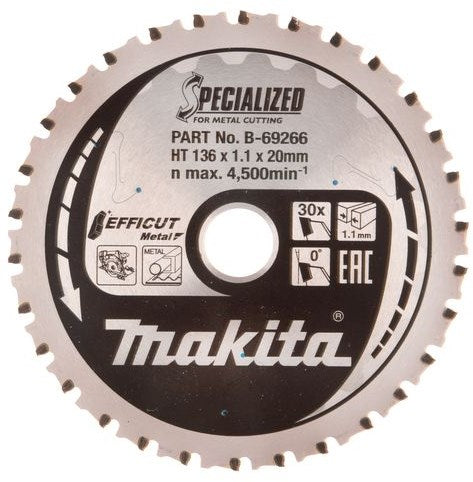 Efficacité de la lame Makita | 136x20x1,1 | 45 tonnes | 0g