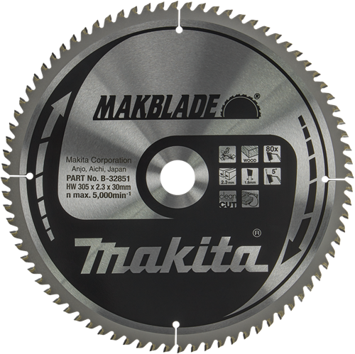 Makita lame de scie bois 305x30x2,3 80t 5g - b-32851