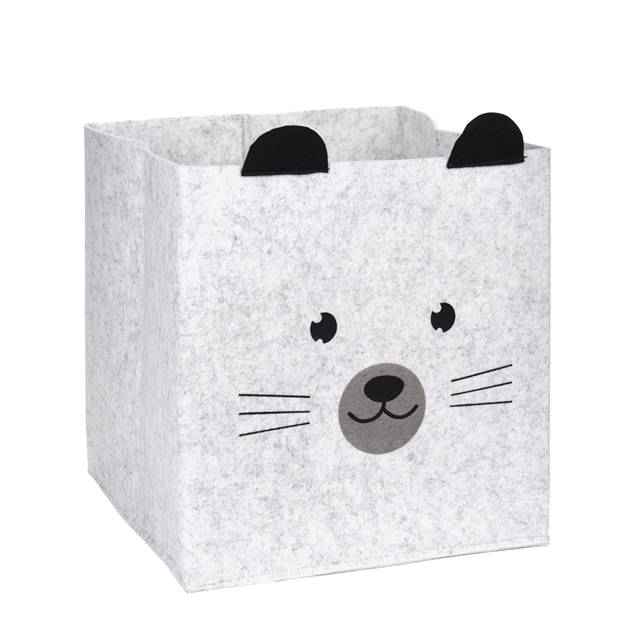 Panier diablotin feutre ours 32x32x32cm