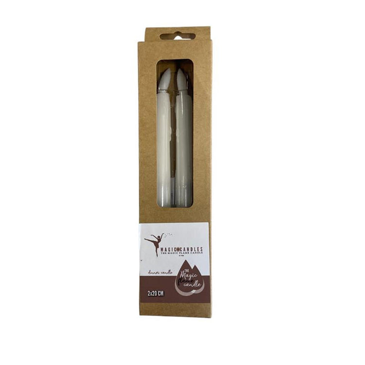 Bougies à flamme magique led dîner goutte à goutte 20cm blanc lot de 2