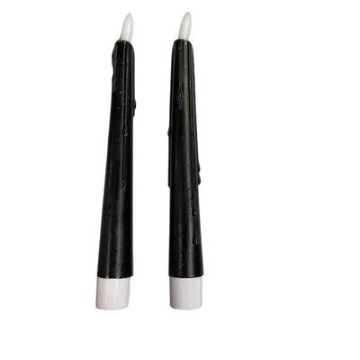 Bougies à flamme magique led dîner goutte à goutte 20cm noir lot de 2