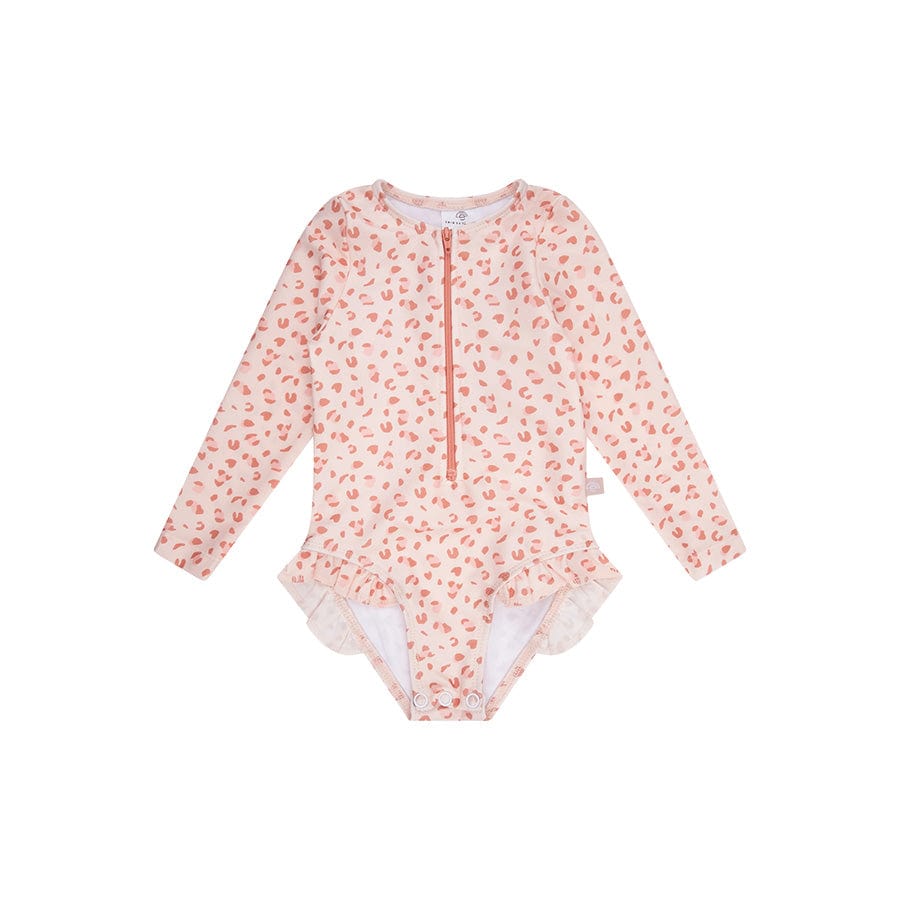 Léopard | Vieille fille de bain UV Girls Rose à manches longues