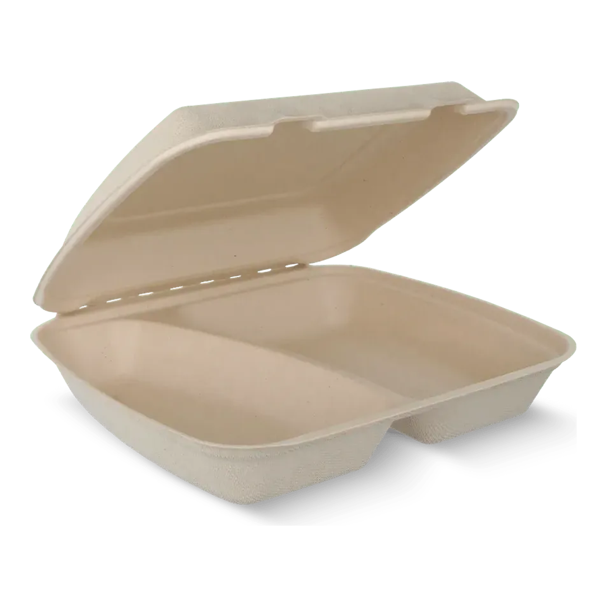 Boîte menu 2 compartiments canne à sucre sans pfas (50 pièces)