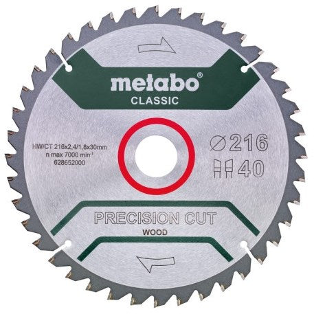 Accessoires Metabo lame de scie circulaire | classique coupé avec précision | 216x30mm | z40 wz 5° nég b - 628652000