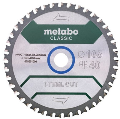 Accessoires Metabo lame de scie circulaire | acier coupé classique | 165x20mm | z40 fzfa fzfa 4° b - 628651000
