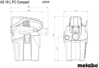 Aspirateur tout usage compact sans fil Metabo ash 18 l pc | 18v | sans batteries ni chargeur - 602028850