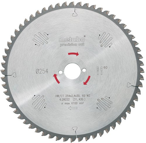 Accessoires Metabo lame de scie circulaire Metabo coupe de précision hw ct ø 254 mm, 40t wz 20° - 628059000