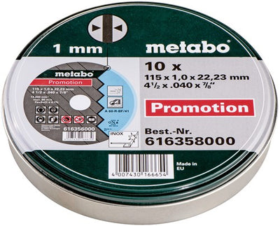 Disques à tronçonner Metabo en boîte (10 pcs.) ø 115x1,0x22,23 - 616358000