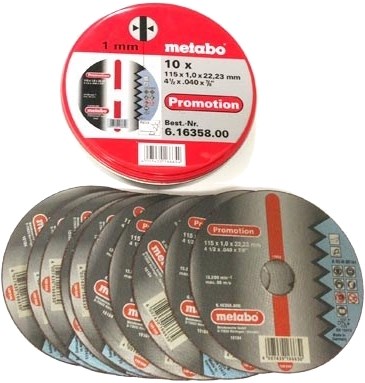 Disques à tronçonner Metabo en boîte (10 pcs.) ø 115x1,0x22,23 - 616358000