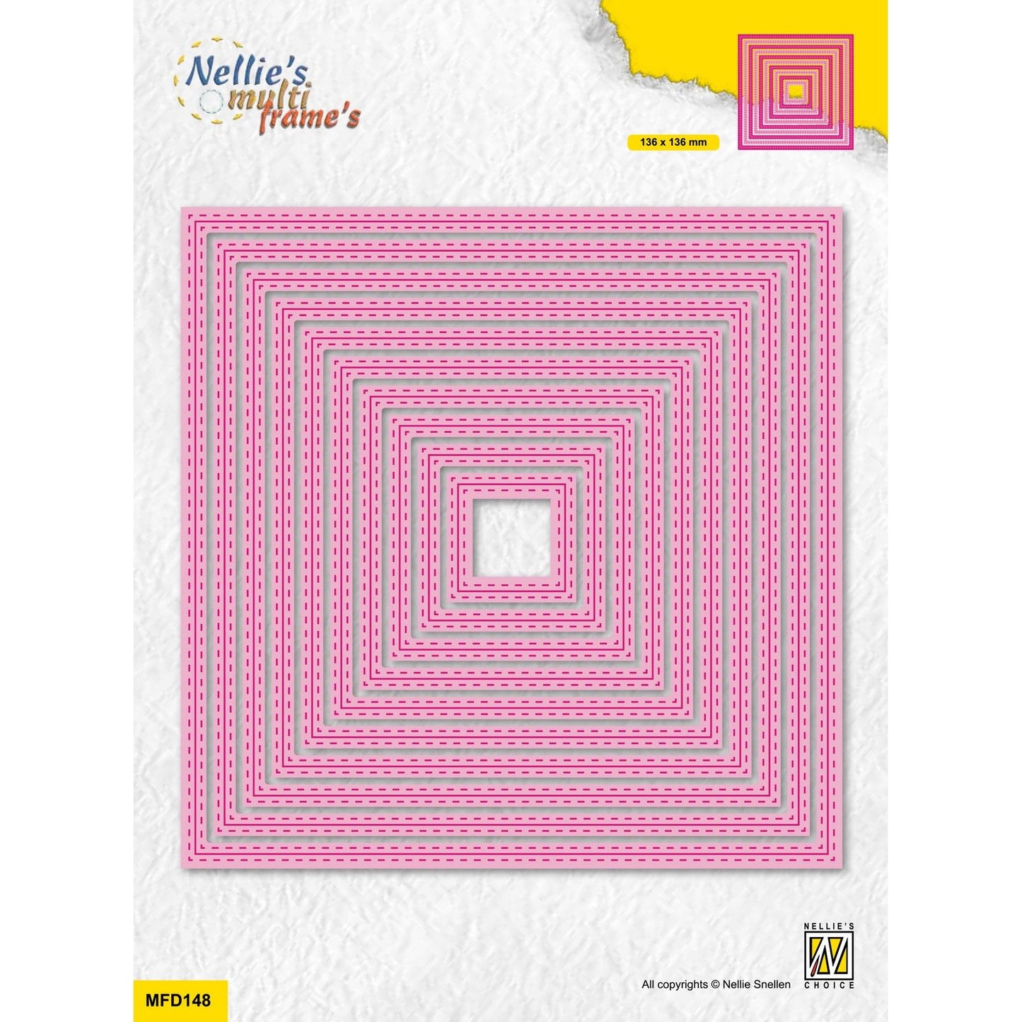 Le choix de Nellie • Matrices multi-cadres carrées double ligne pointillée 10 pièces.