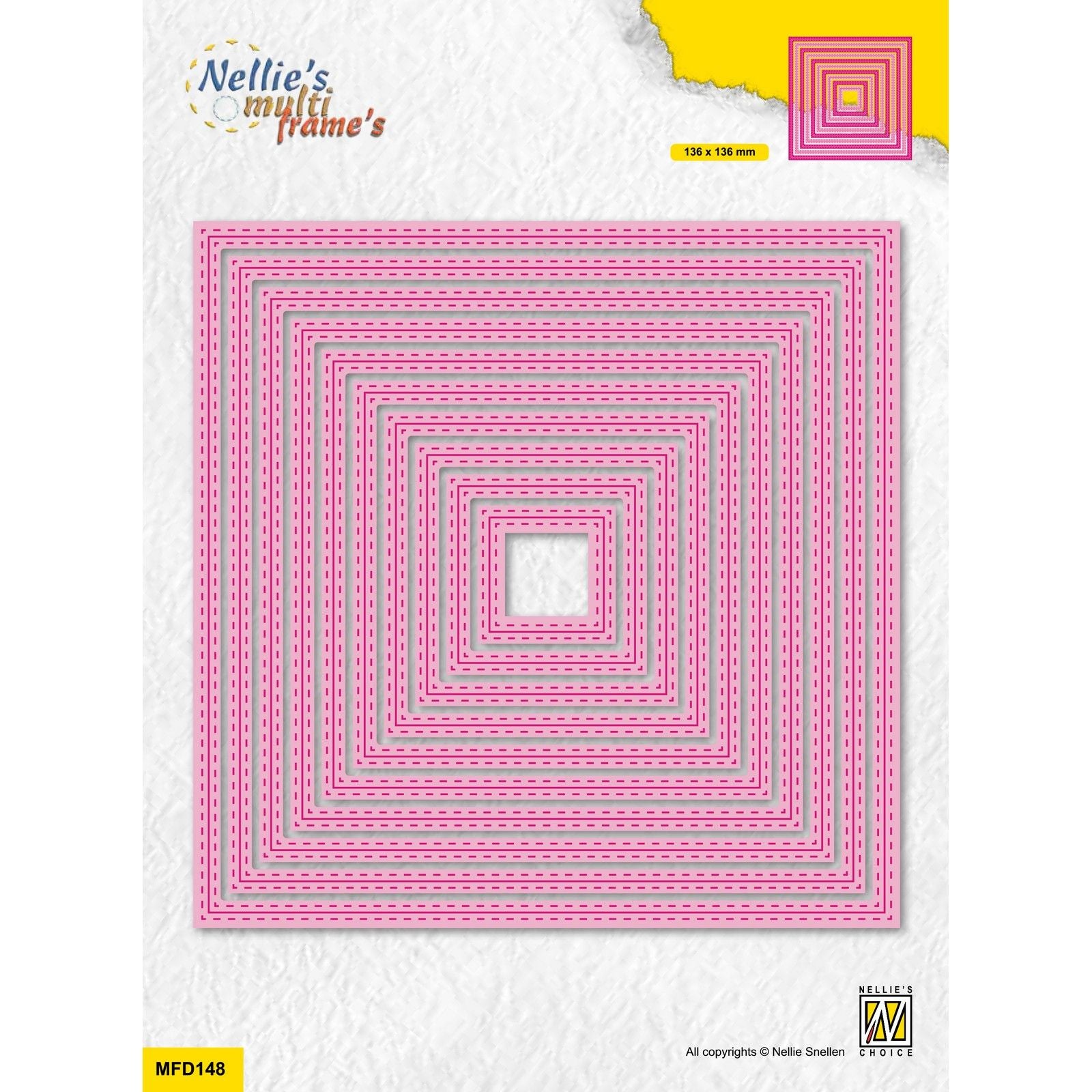 Le choix de Nellie • Matrices multi-cadres carrées double ligne pointillée 10 pièces.
