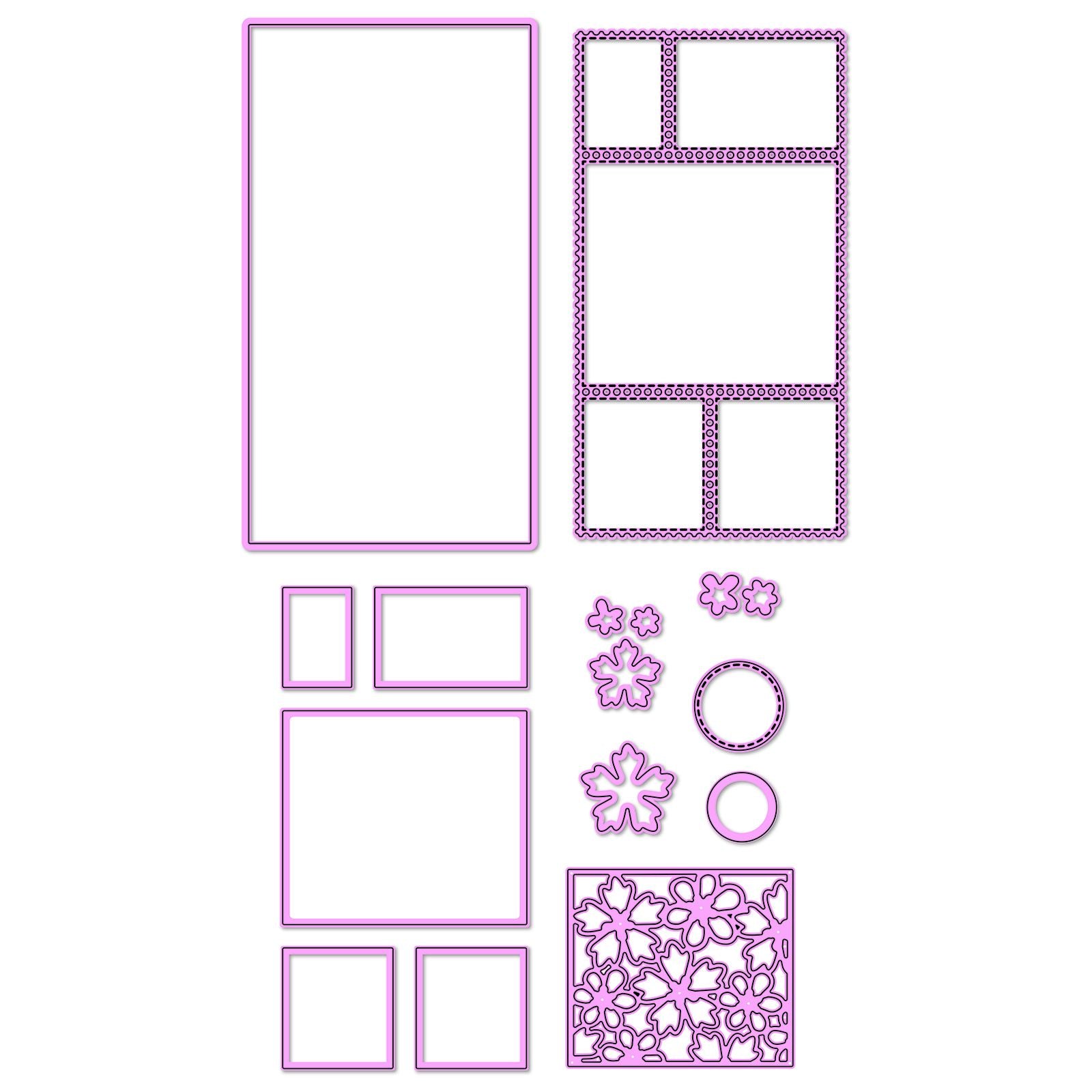 Le choix de Nellie • Matrices multi-cadres fleurs printanières 16 pièces.