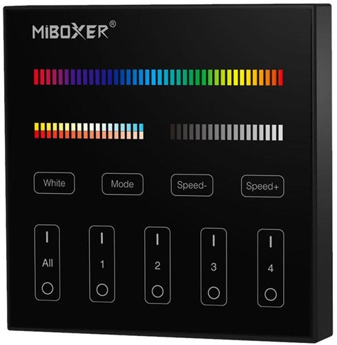 Miboxer rgb-cct interrupteur en saillie sans fil 2,4g 4 zones noir - led0232