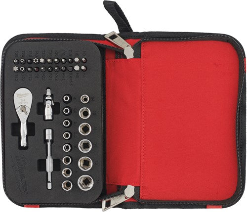 Milwaukee 1 4 jeu de cliquets compacts 39 pièces jeu de douilles 1 4" four flat™compact en coffret (39 pièces) - 4932492672