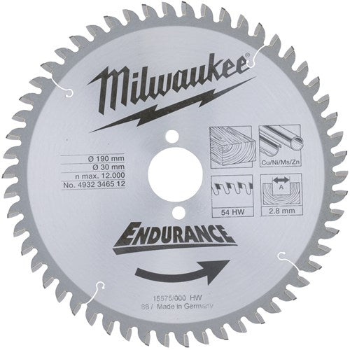 Milwaukee accessoires lame de scie circulaire 190 x 30 mm (54 dents) - 4932471303