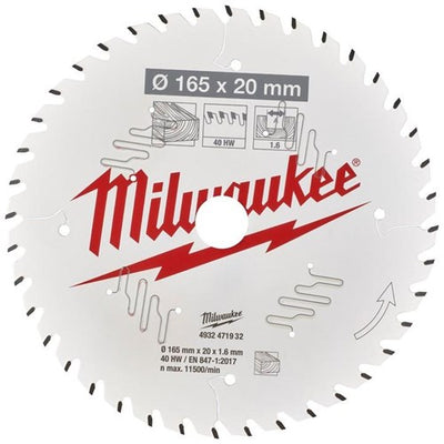 Milwaukee accessoires lame de scie circulaire p w 165x20x1.6x40atb - 4932471932