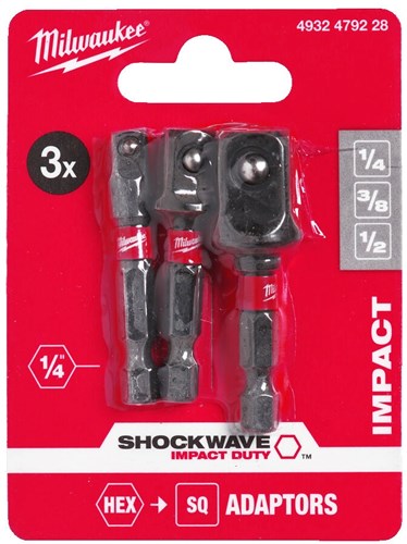 Milwaukee accessoires prises adaptateur choc wave set-3pc - 4932479228