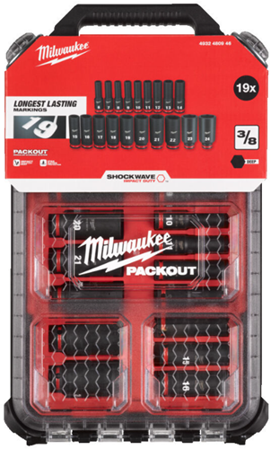Jeu de douilles accessoires Imp Milwaukee packout™ shockwave™ act duty (19 pièces) - 4932480946