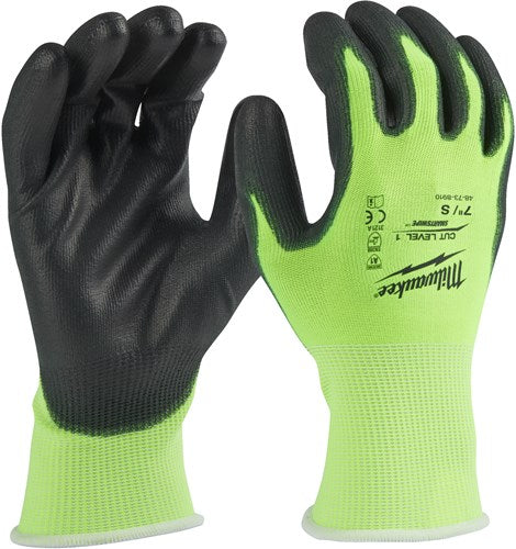 Accessoires Milwaukee gants de travail haute visibilité | classe de coupe 1 a - 7 s | 1 paire - 4932479916
