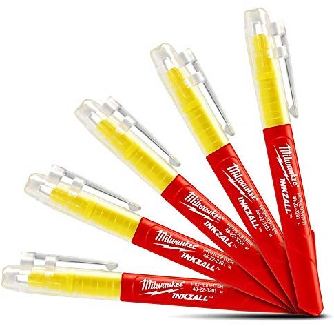 Accessoires Milwaukee marqueurs inkzall jaune fluo - 5pc. - 48223201