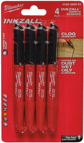 Accessoires Milwaukee marqueurs inkzall | noir | 4 pièces - 4932480551