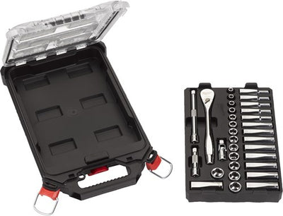 Milwaukee accessoires métrique 3 8 cliquet + jeu de douilles (32 pièces) dans un organisateur compact et mince - 4932478813