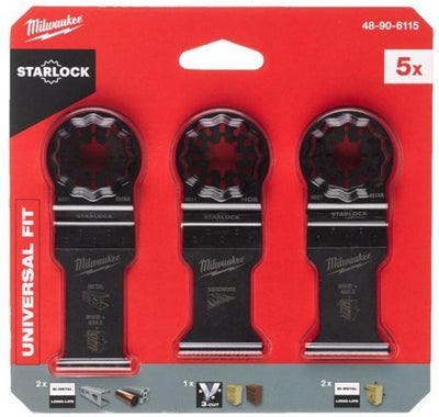 Accessoires Milwaukee pour starlock | jeu de lames en bois et métal | 5 pièces - 48906115