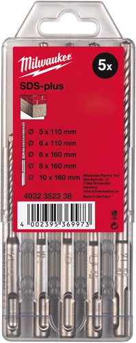 Milwaukee accessoires set sds-plus marteau perforateur en cassette plastique (5 pièces) nouveau ms2 - 4932352338