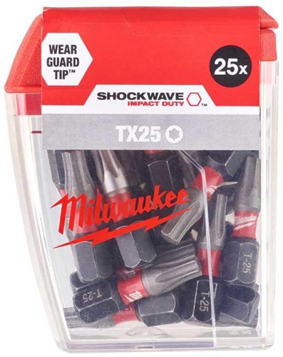 Accessoires Milwaukee Shockwave Gen II Tx25 25 mm 25 pièces - 4932430880