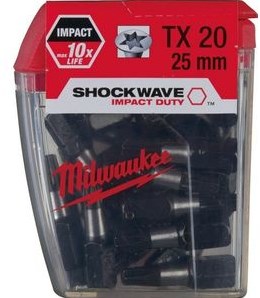 Milwaukee accessoires shockwave ir tx 20 x 25 mm (25 pièces) - 4932430875
