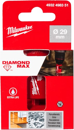 Forage à Milwaukee | diamant max™ | 1 4 humide sec | 29mm 1 4 hex - 4932498351