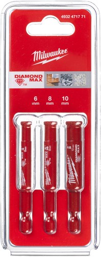 Accessoires Milwaukee Ensemble de forets diamantés Milwaukee | diamant max™ | 1 4 humide sec | 3 pièces - 4932498368