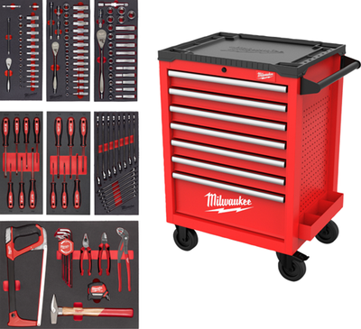 Chariot à outils Milwaukee rempli | garde-outils™ | 27 69 cm | outils universels (131 pièces) - 4932499182