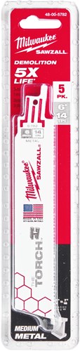 Lame de scie alternative Ty Milwaukee Heavy Du Torch™ | torche 150 mm x 14 tpi | 5 pièces - 48475782