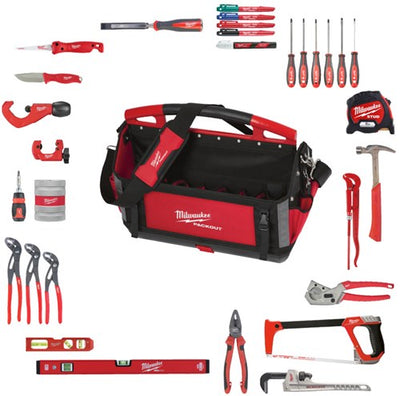 Kit de plomberie Milwaukee | en emballage sac à outils fourre-tout de 50 cm | 38 pièces - 4932501191