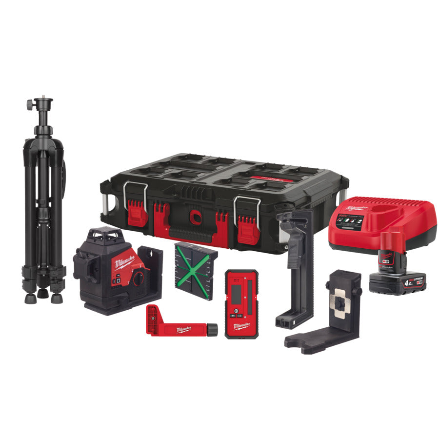 Milwaukee m12 3plkit-401p | laser tridimensionnel | avec 3 cercles laser verts 360° | 4933478960 - 4933478960