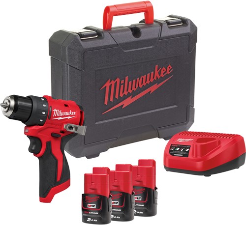 Perceuse sans fil Milwaukee m12 blddrc-203c | 40 nm | y compris 3x batterie 2,0ah et chargeur en étui - 4933499685