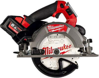 Scie circulaire à batterie à combustible Milwaukee m18 fcsdc165-552c | 165 mm | y compris 2 piles m18 hb5.5 et chargeur m12-18fc | en mallette de transport - 4933499997