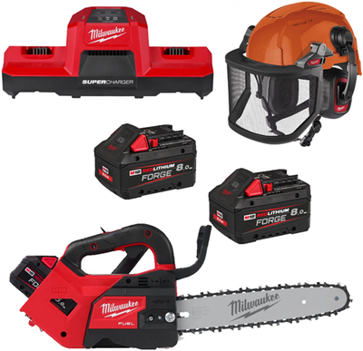 Ensemble de tronçonneuse à batterie Milwaukee m18 fpp1opl2-802 | 1x tronçonneuse à batterie m18 fthchs30-0 + 1x casque bolt200 + 1x visière bolt + 1x protection auditive bolttm hp - 4933500230