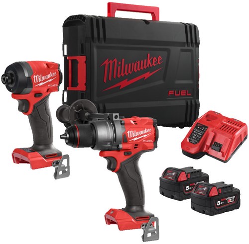 Bloc d'alimentation à carburant Milwaukee m18 fpp2a3-502x | m18fpd3 m18fid3 | 2x batterie 5,0 Ah + chargeur | en boîtier HD - 4933480873