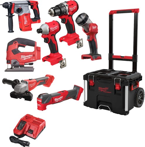 Milwaukee m18 fpp7e-503p | bloc d'alimentation en carburant 7 pièces | 18v | jeu de batteries (3x 5,0ah) | chariot de conditionnement - 4933499297