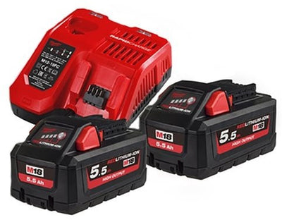 Milwaukee m18 hnrg-552 - pack duo m18 hb5 18v 5,5ah haut rendement + chargeur m12-18fc